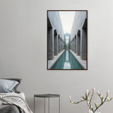 Minimalist Corridor - Architectural Serenity Framed Poster - 60x90 cm 24x36″ Dark wood frame - Wooden Framed Posters