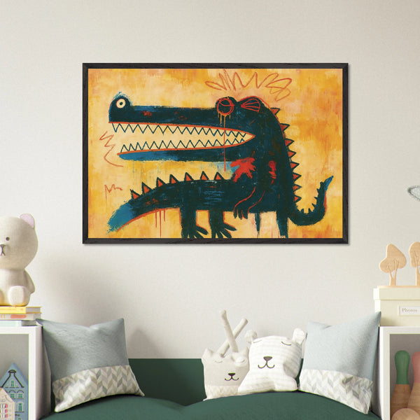 Wild Dino Graffiti Framed Poster – A Bold Gift of Expression - Black frame - Wooden Framed Posters
