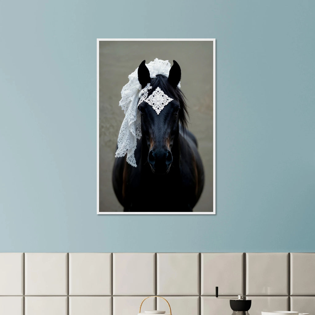 Regal Horse Wooden Poster – Gift for Animal Lovers - White frame - Wooden Framed Posters