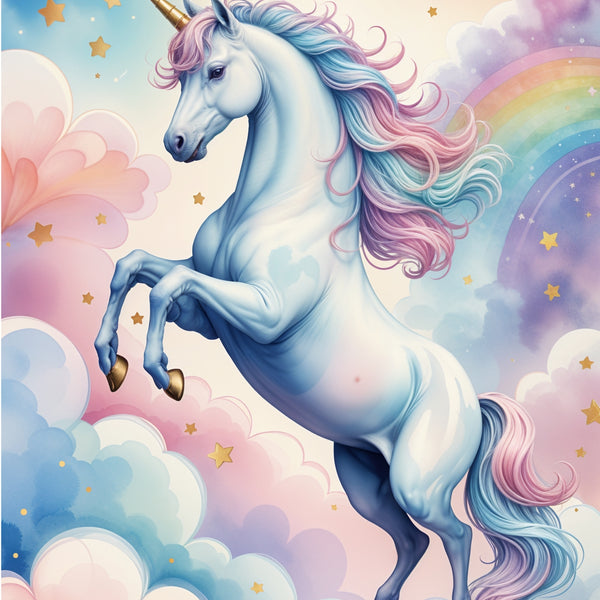 Whimsical Wonder - Unicorn and Rainbow - - Framed Posters