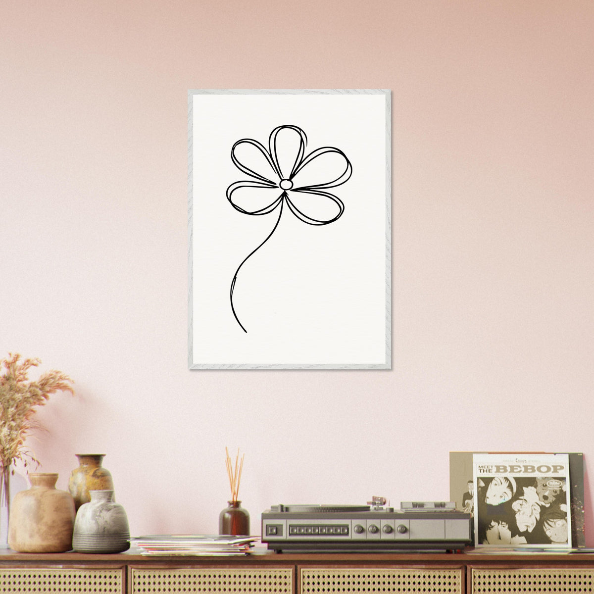 Simplicity in Bloom - Vintage-Inspired Floral Art - 50x70 cm 20x28″ White frame - Wooden Framed Posters