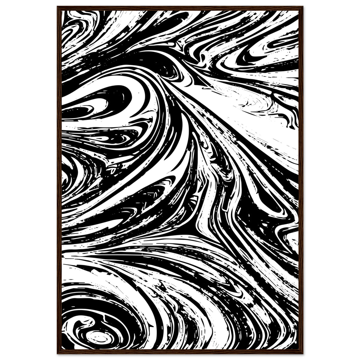 Black & White Swirl - Premium Matte Framed Poster - 70x100 cm 28x40″ Dark wood frame - Metal Framed Posters