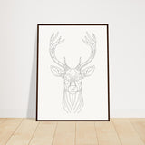 Nature's Grace - Deer Illustration - 60x80 cm 24x32″ Dark wood frame - Wooden Framed Posters