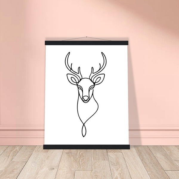 Graceful Lines - Deer Design for Contemporary Spaces - 40x50 cm 16x20″ Black wall hanger - Posters With Hanger