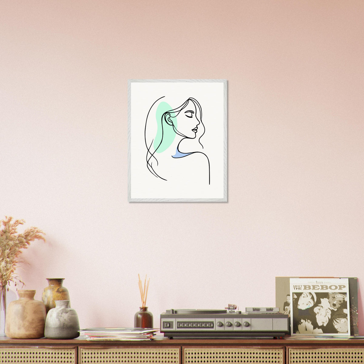 Elegance in Line - Minimalist Female Profile Art - 40x50 cm 16x20″ White frame - Wooden Framed Posters