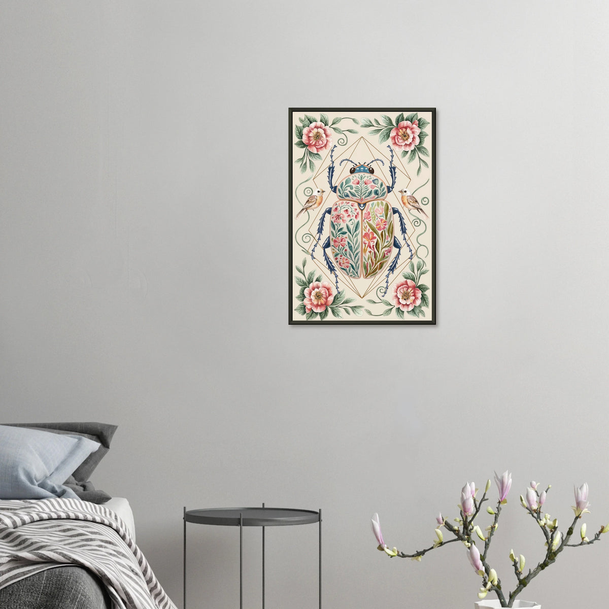 Botanical Beetle Framed Print - A Gift of Nature's Artistry - 40x60 cm 16x24″ - Metal Framed Posters