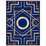 Art Deco Elegance - Blue & Gold Geometric Framed Print - 60x80 cm 24x32″ Dark wood frame - Wooden Framed Posters