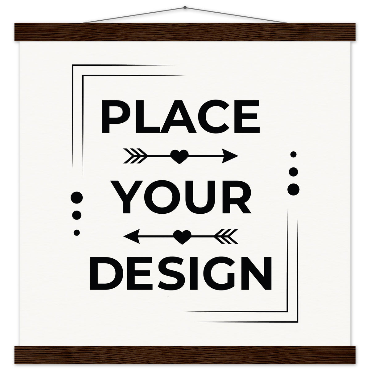 Elevate Your Space - Customizable Premium Matte Paper Poster with Hanger - 40x40 cm 16x16″ Dark wood wall hanger - Wooden Framed Posters