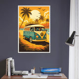 Retro Roadtrip – Wooden Framed Poster Gift for Dreamers - - Wooden Framed Posters