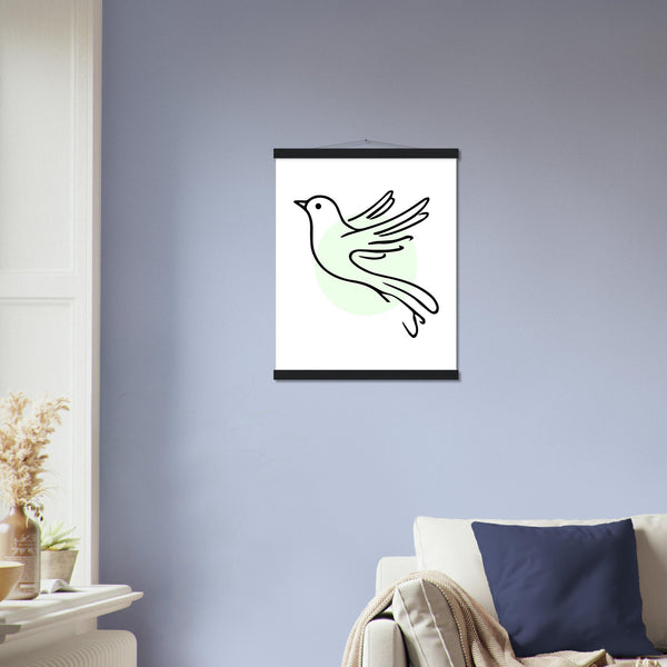 Serene Wings - Bird Art Poster with Magnetic Wooden Hanger - - Posters With Hanger