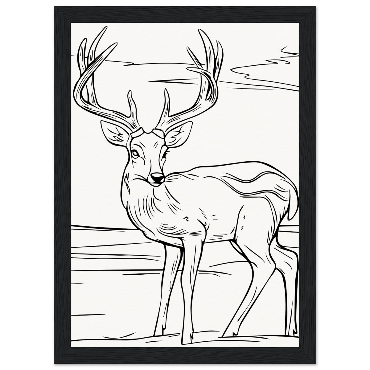 Elegance in Nature - Deer in Line - A4 21x29.7 cm 8x12″ Black frame - Wooden Framed Posters