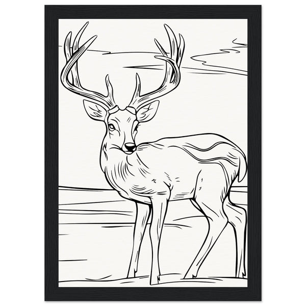 Elegance in Nature - Deer in Line - A4 21x29.7 cm 8x12″ Black frame - Wooden Framed Posters