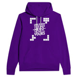 Pixelated Heart Hoodie – A Nostalgic Tribute for Game Lovers - Team Purple - Hoodies