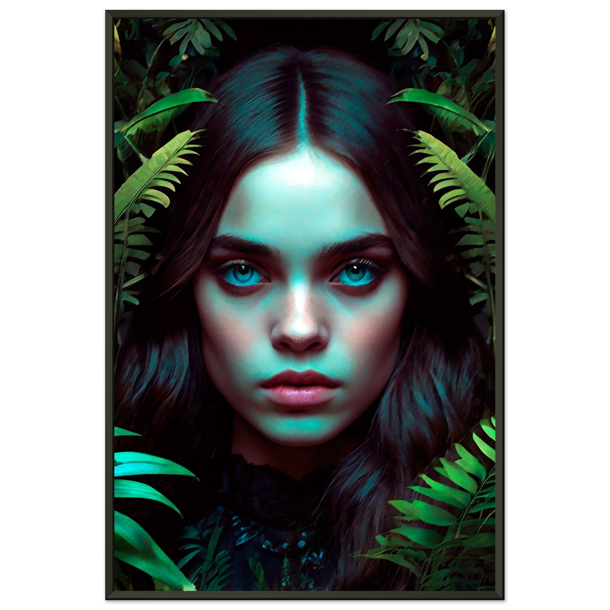 Emerald Mystique - Captivating Eyes in Nature - 60x90 cm 24x36″ - Metal Framed Posters