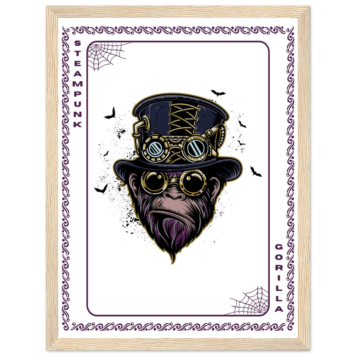 Elevate Your Decor - Steampunk, Funky, and Urban Gorilla Poster Set - 30x40 cm 12x16″ Wood frame Steampunk Gorilla - Wooden Framed Posters