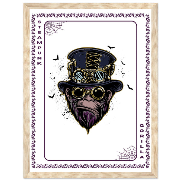 Elevate Your Decor - Steampunk, Funky, and Urban Gorilla Poster Set - 30x40 cm 12x16″ Wood frame Steampunk Gorilla - Wooden Framed Posters