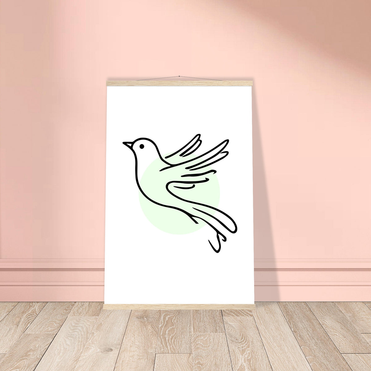 Serene Wings - Bird Art Poster with Magnetic Wooden Hanger - 60x90 cm 24x36″ Natural wood wall hanger - Posters With Hanger