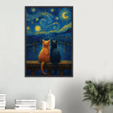 Wooden Framed Poster – Starry Cats Gift of Memory - Black frame - Wooden Framed Posters
