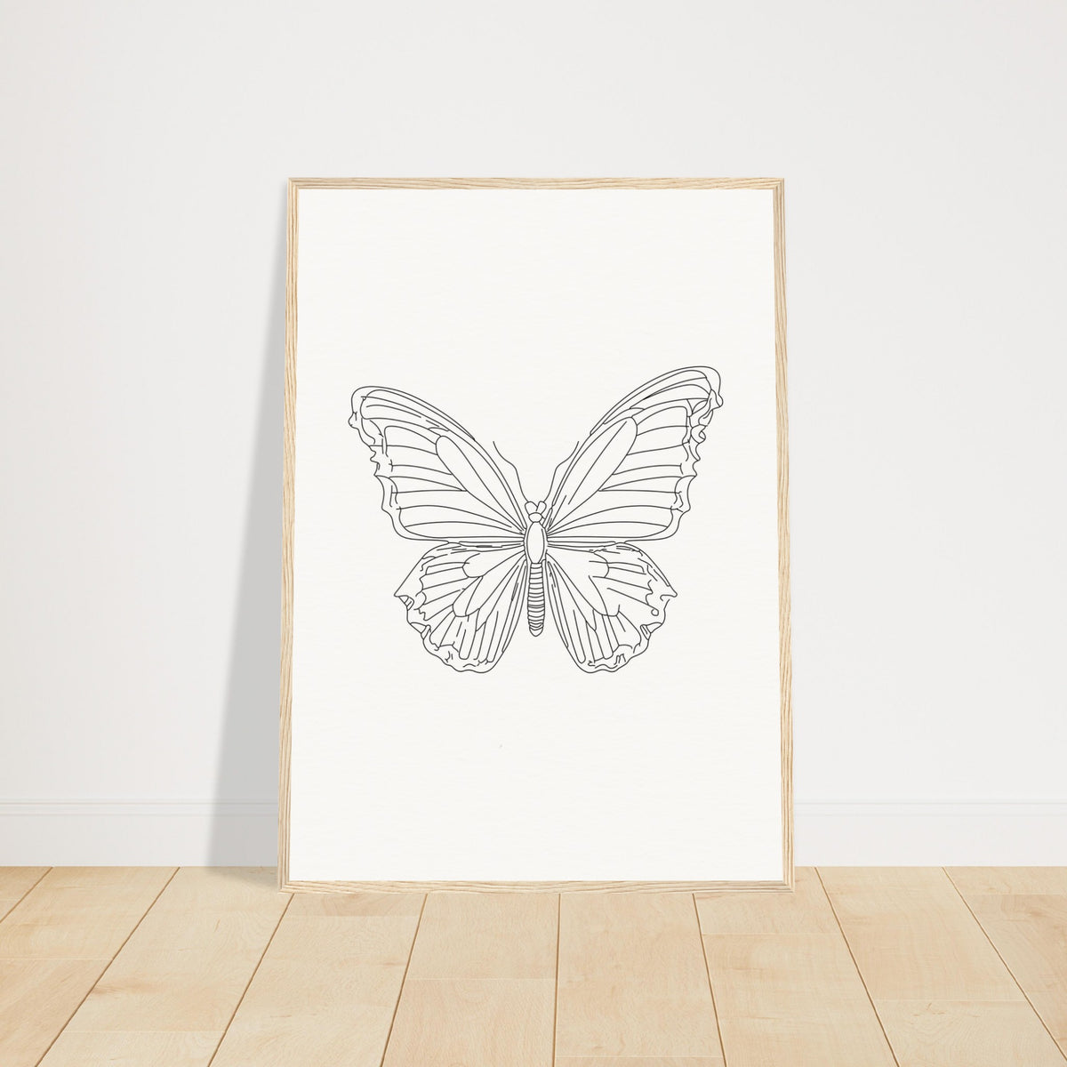 Butterfly Grace - Framed Minimalist Art - 50x70 cm 20x28″ Wood frame - Wooden Framed Posters