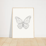 Butterfly Grace - Framed Minimalist Art - 50x70 cm 20x28″ Wood frame - Wooden Framed Posters