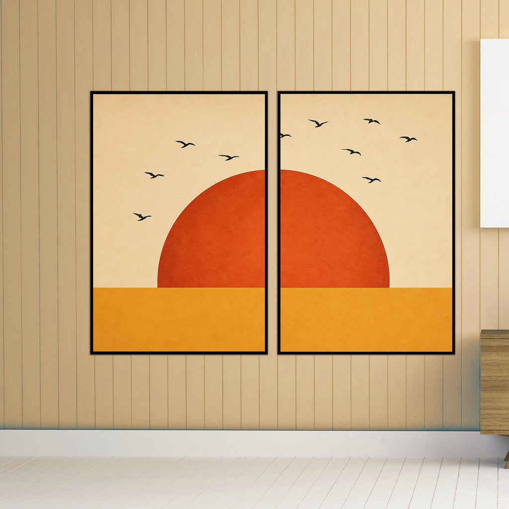 Framed Sunset Poster – Tranquil Modern Wall Art Gift - - Framed Posters