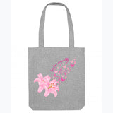 Pink Lilies and Butterflies Tote - Heather Grey - Tote Bags