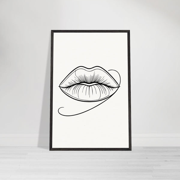 Natural Beauty - Framed Lips Artwork on Matte Paper - 60x90 cm 24x36″ Black frame - Wooden Framed Posters