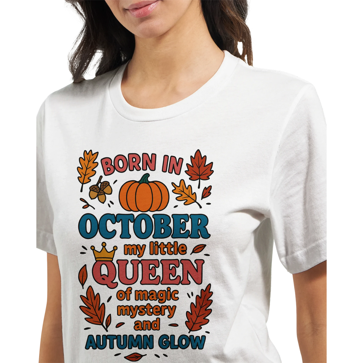 Birthday Month Queen Tee for Her – Celebrate Her Month - October - Crewneck T-shirts