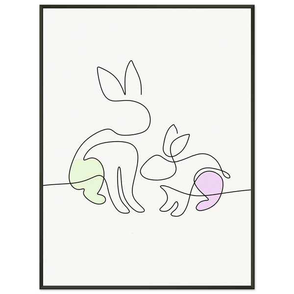 Bunny Bond - Minimalist Elegance - 60x80 cm 24x32″ - Metal Framed Posters