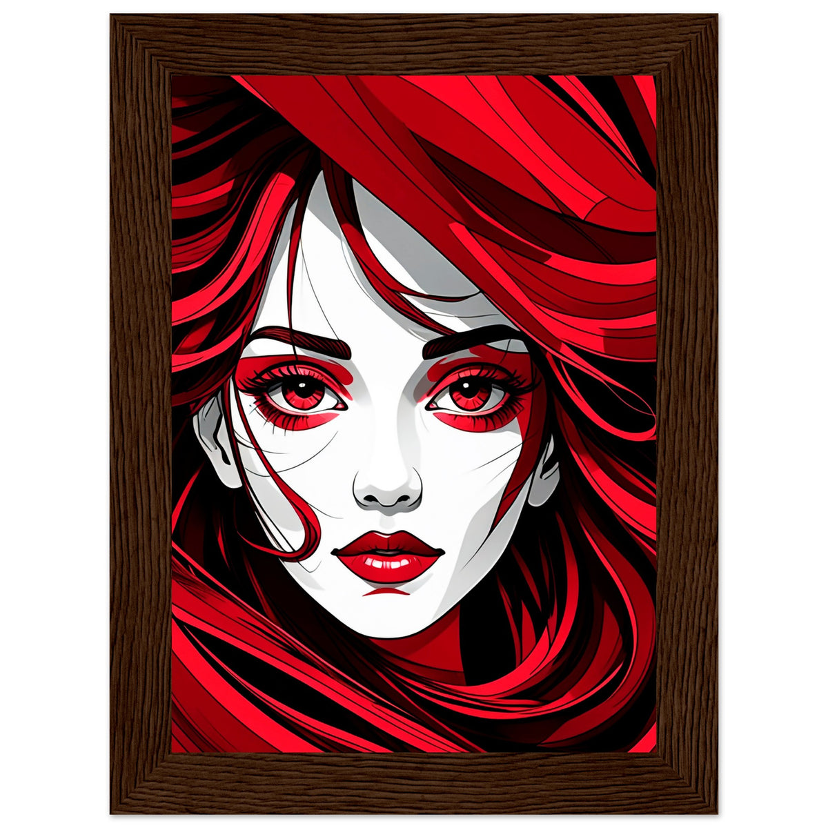 Red Passion - Art That Speaks - 13x18 cm 5x7″ Dark wood frame - Framed Poster