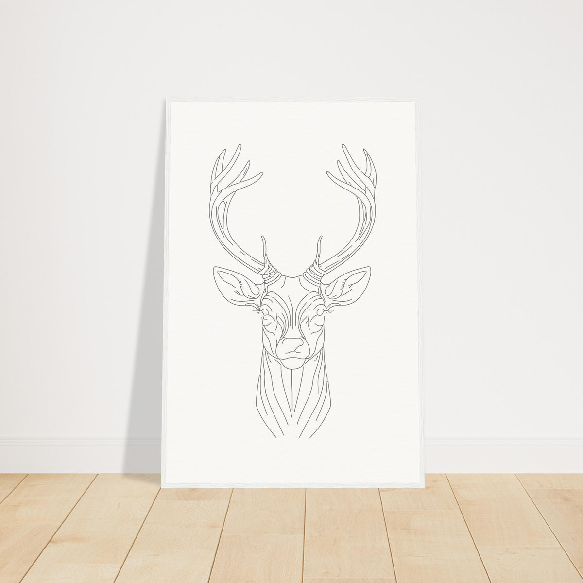 Nature's Grace - Deer Illustration - 60x90 cm 24x36″ White frame - Wooden Framed Posters