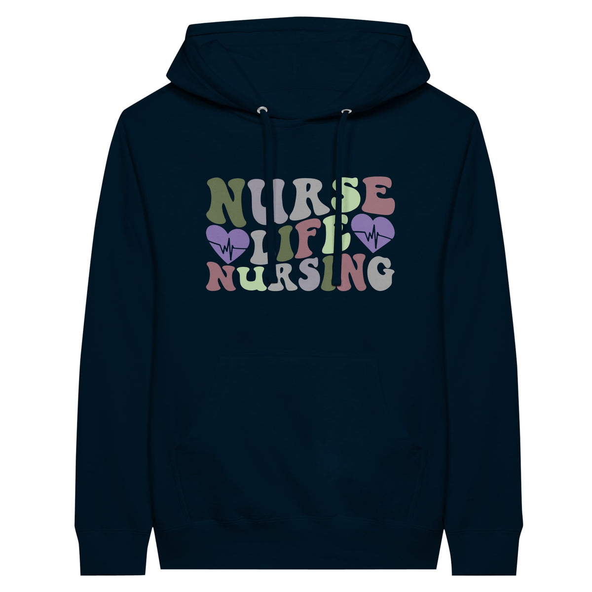 Heartfelt Nursing Life Premium Unisex Pullover Hoodie - Navy - Print Material