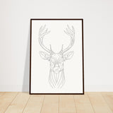 Nature's Grace - Deer Illustration - 50x70 cm 20x28″ Dark wood frame - Wooden Framed Posters