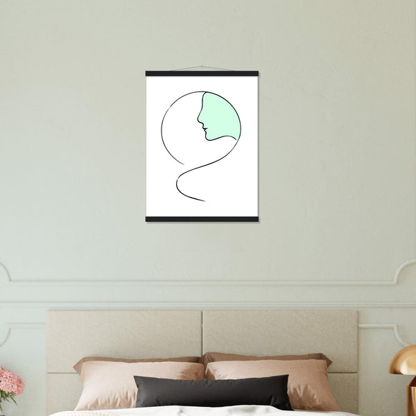 Serenity in Simplicity - Minimalist Face Art Poster - 45x60 cm 18x24″ Black wall hanger - Posters With Hanger