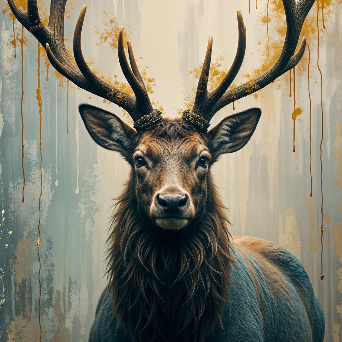 Majestic Stag in Autumn Gold - - Framed Posters