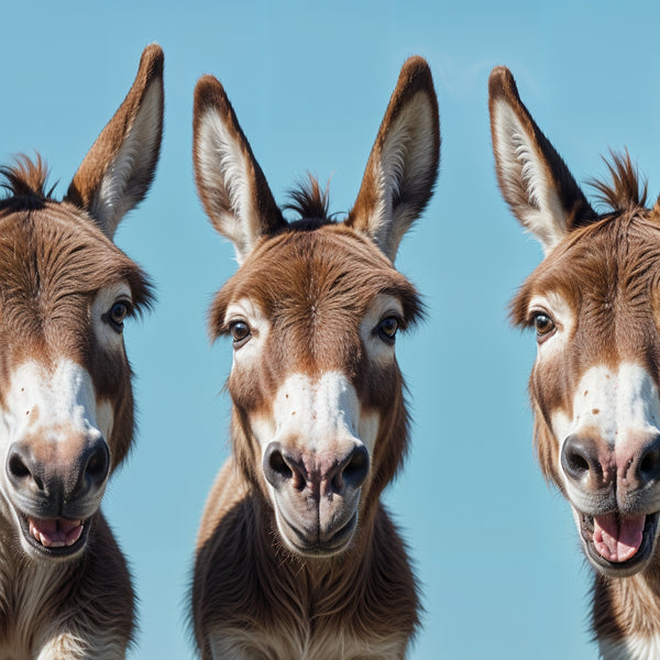 Laughter with Three Donkeys - 12x18 - Framed Posters