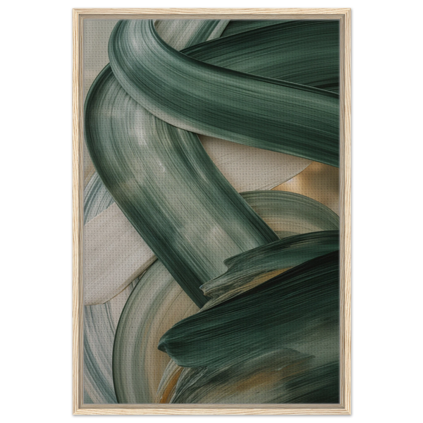 Gift Tranquility – Green Abstract Framed Canvas - - Canvas