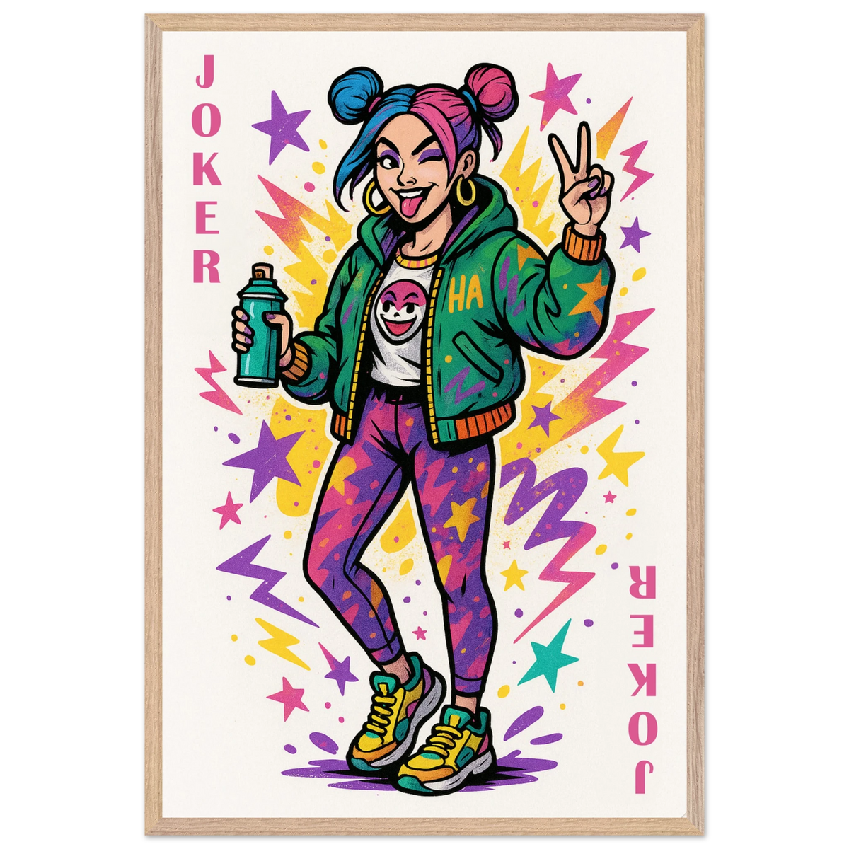 Zodiac Joker Poster Gift in Premium Wooden Frame - Wood frame Joker Girl - Wooden Framed Posters