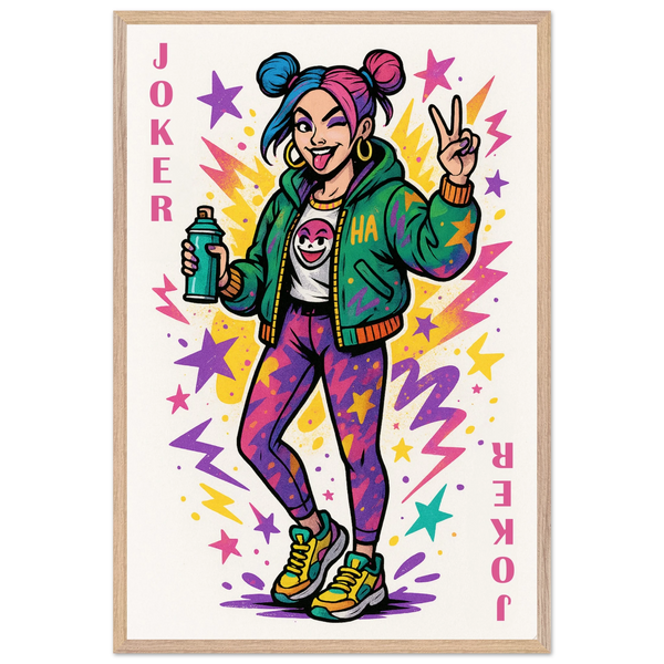 Zodiac Joker Poster Gift in Premium Wooden Frame - Wood frame Joker Girl - Wooden Framed Posters
