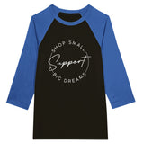 Whispering Dreams Unisex Raglan T-shirt - Black and True Royal -