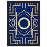 Art Deco Elegance - Blue & Gold Geometric Framed Print - A4 21x29.7 cm 8x12″ Black frame - Wooden Framed Posters