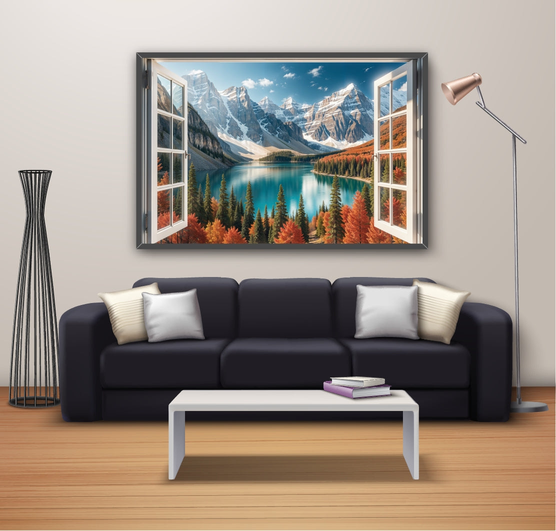 Mountain Escape Through the Window - 24x36 - Framed Posters