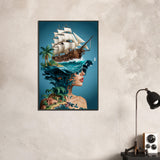 Wave of Imagination - Nautical Fantasy Art - - Framed Poster