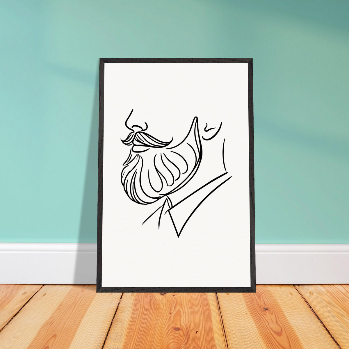 Beard and Bow - A Minimalist Tribute to Style - - Wooden Framed Posters