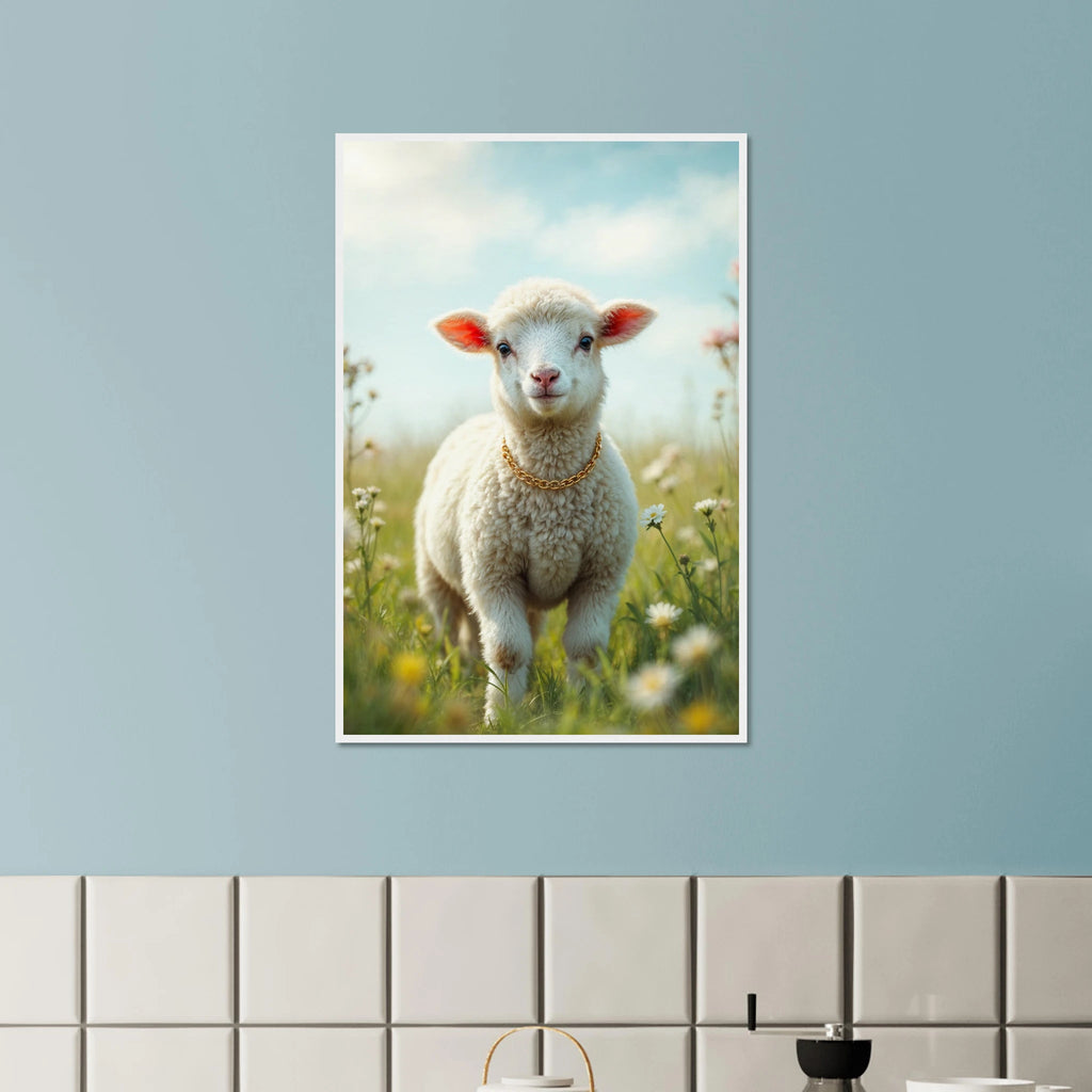 Pure Joy – Wooden Poster Gift for Baby Room - White frame - Wooden Framed Posters