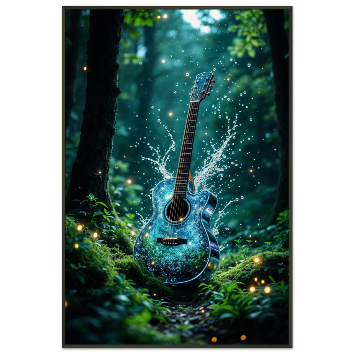 Forest Serenade - Magical Guitar Framed Poster - - Metal Framed Posters