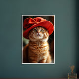 Purr-fectly Chic - Cat in a Red Hat - - Framed Posters