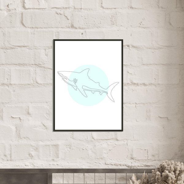 Majestic Shark - Minimalist Line Art - - Metal Framed Posters