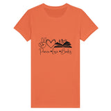 Literary Harmony - Peace, Love, Books Statement - Coral - T-shirts