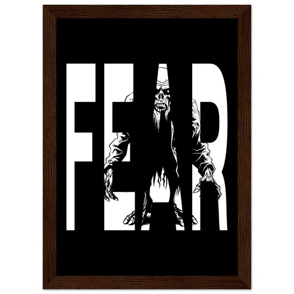 Embrace Fear - Bold Horror Art - A4 21x29.7 cm 8x12″ Dark wood frame - Wooden Framed Posters